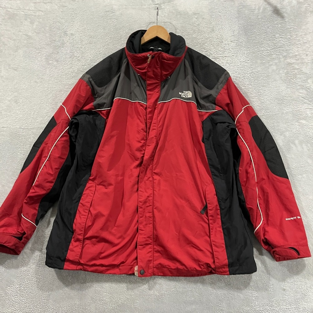 North Face Jacket Mens 2XL HyVent Ski Snowboard Full Zip Red Black Waterproof